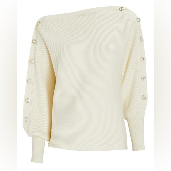 INTERMIX Breanne Cotton-Cashmere Sweater in Ivory - Picture 5 of 8